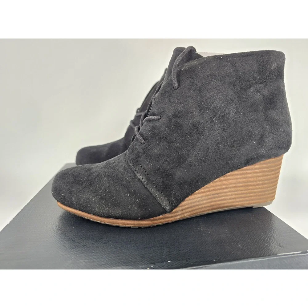 Dr Scholls Shoes Womens 6 M Dakota Wedge Heels‎ Ankle Booties Black Velvet
